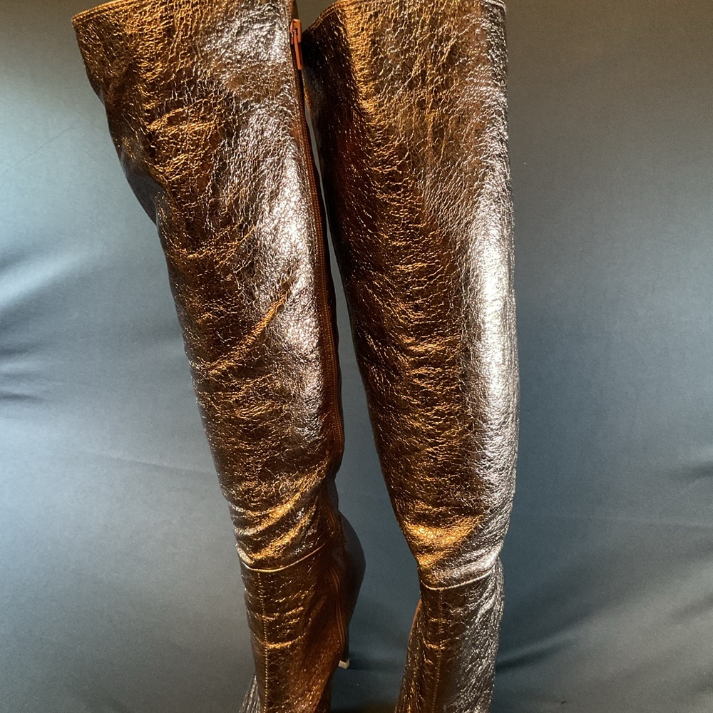 Shiny Brown Knee-High Boots